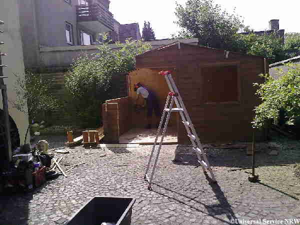 Bretterverschlag, Schuppen, zerstckeln, Zerstckelung, zerteilen, Universal Service NRW,