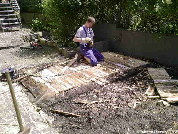 Verschlag, Bude, freimachen, Auseinandernehmen, rumen, Universal Service NRW,